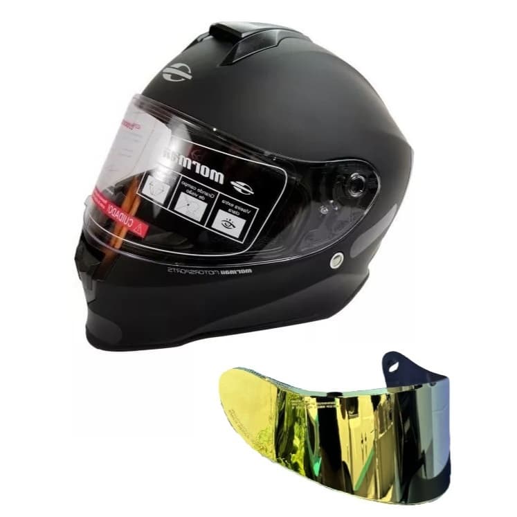 Capacete Mormaii M1 Origin Preto Fosco + Viseira Dourada