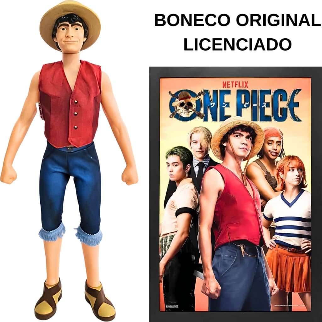 Boneco Luffy One Piece Grande Colecionável Anime Decoração Original Oficial Netflix Premium 46 cm