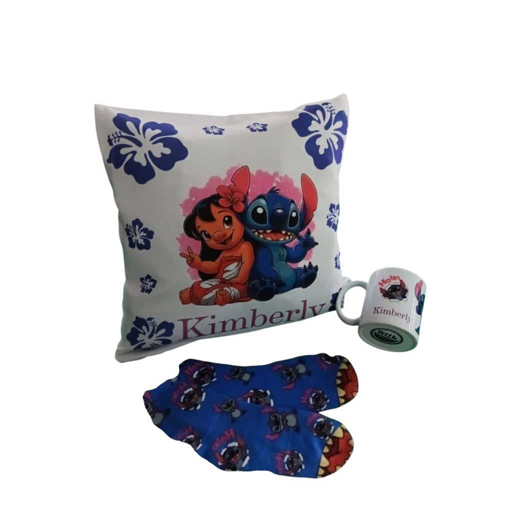 kit presente almofada caneca e meias personalizada com seu nome