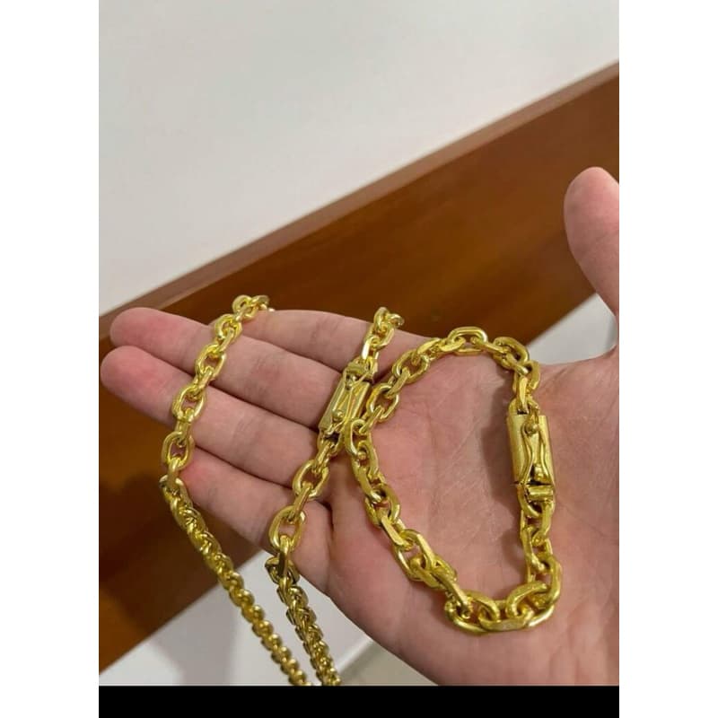 Corrente moeda antiga com pulseira masculino
