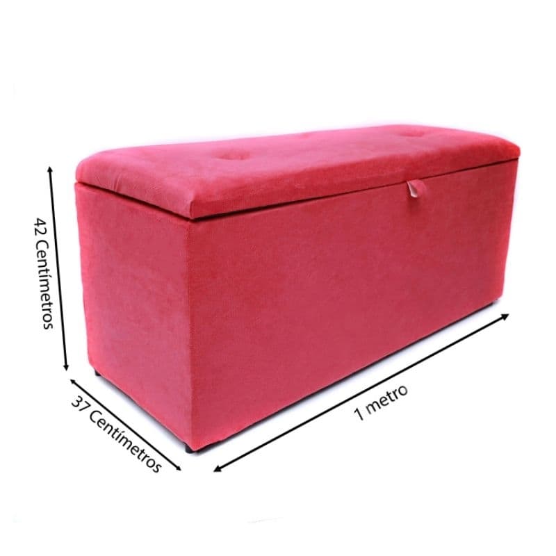baú puff pé de cama 1 metro Suede rosa várias cores baú organizador decorativo super espaçoso retangular
