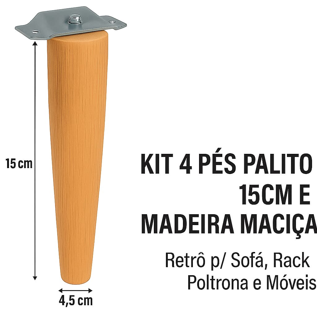 Kit 4 Pés Palito 15cm com Chapinhas 🪑 – Atendimento Personalizado e Envio Rápido!