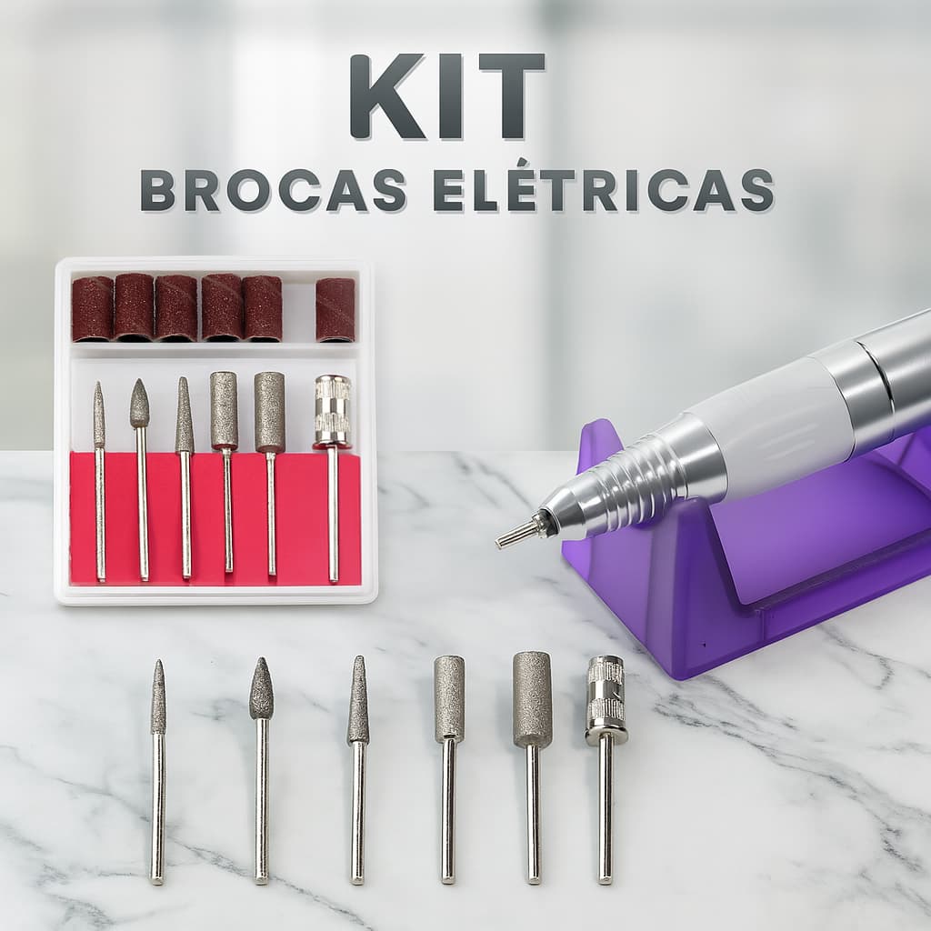 Kit 6 Brocas + 6 Lixas para Lixa Elétrica – Pronta Entrega | Lucky Bazar