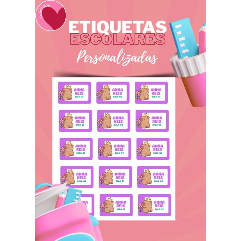 36 etiquetas escolares personalizadas capivara-adesivos capivara-etiquetas capivara