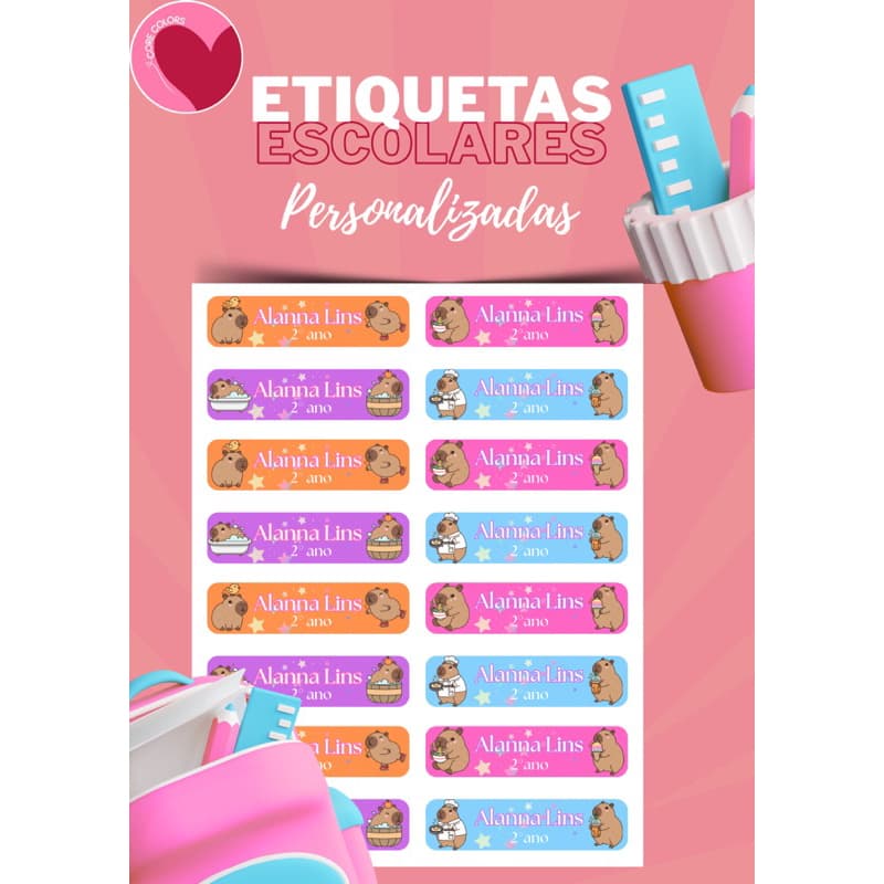 36 etiquetas escolares personalizadas capivara-adesivos capivara-etiquetas capivara