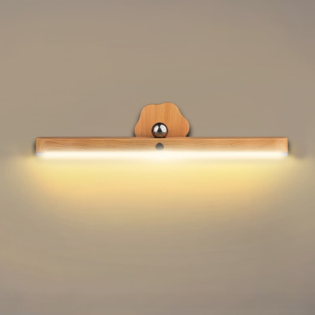 Luz De LED De Noite De Madeira Espelho Frontal De Preenchimento Parede Magnética USB-C Recarregável