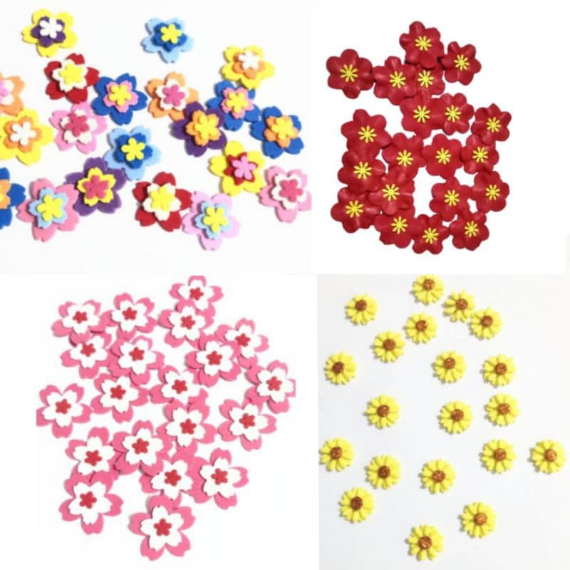 Apliques de flores diversas em EVA