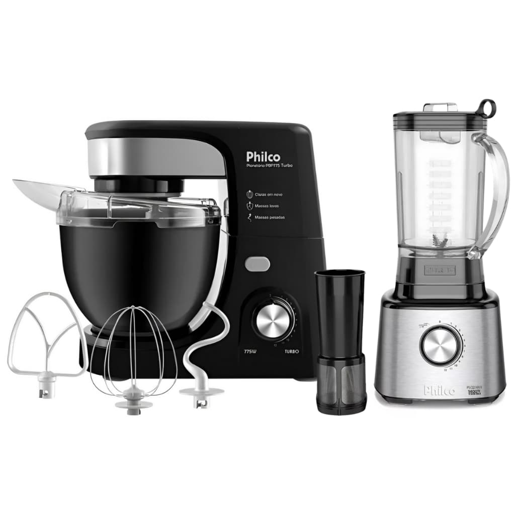 Kit Batedeira Planetaria 700w + Liquidificador Philco 1400w Preto
