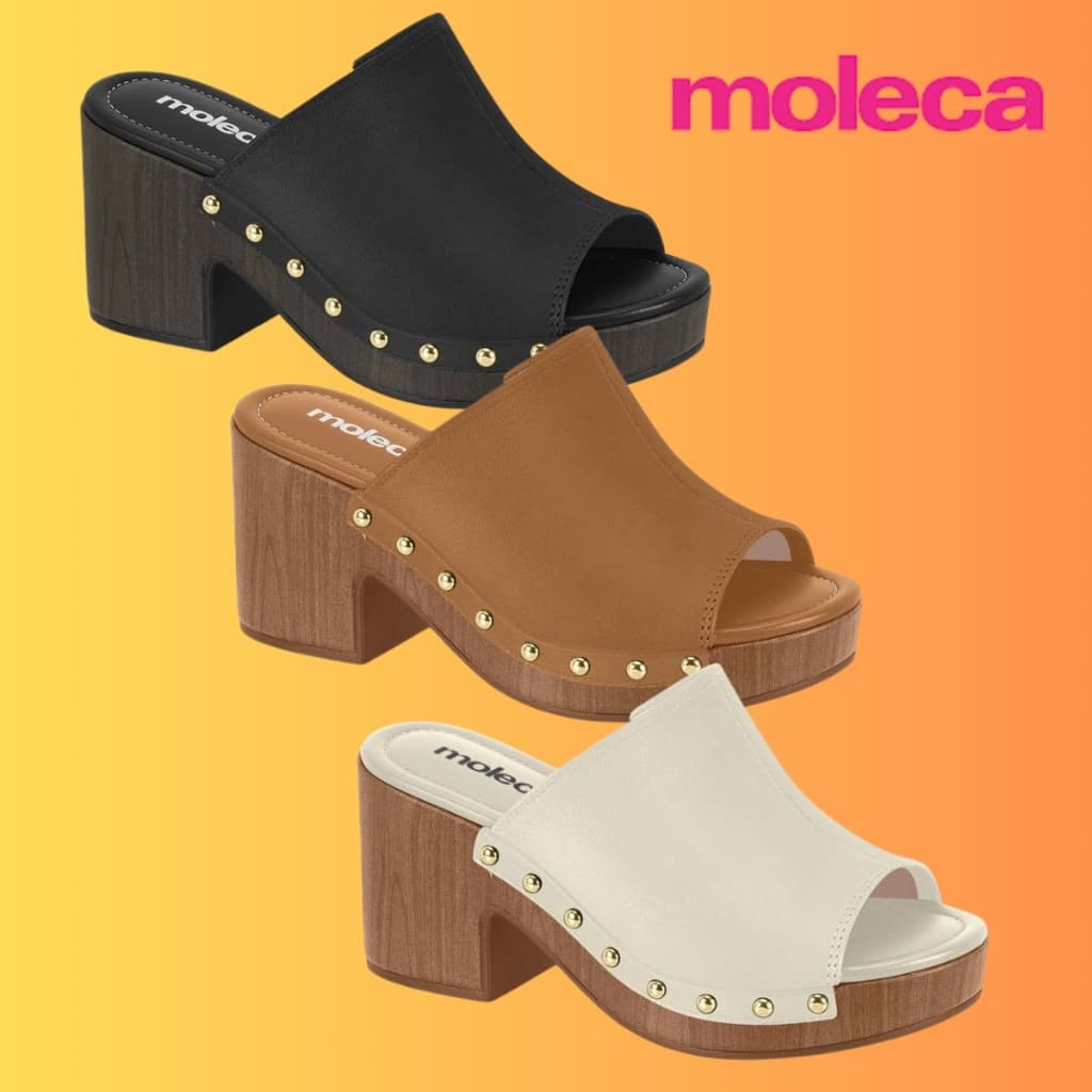 Tamanco Feminino Moleca FlatForm Tendência Verão 2026 Leve Macio 5549.107