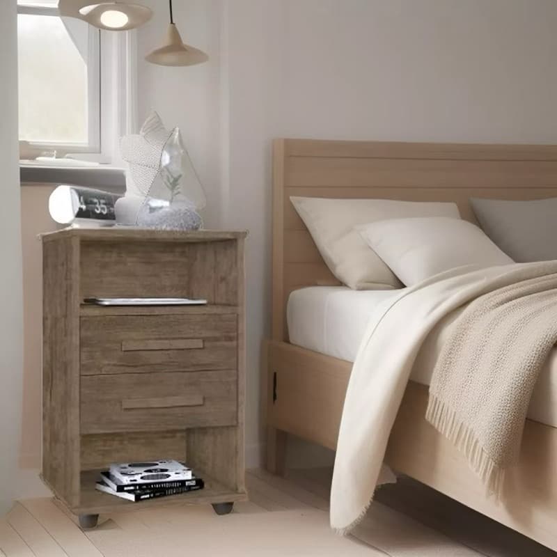 Mesa de Cabeceira Ibiza com 2 Duas Gavetas Pés Plásticos MDF/MDP Resistente Reforçado