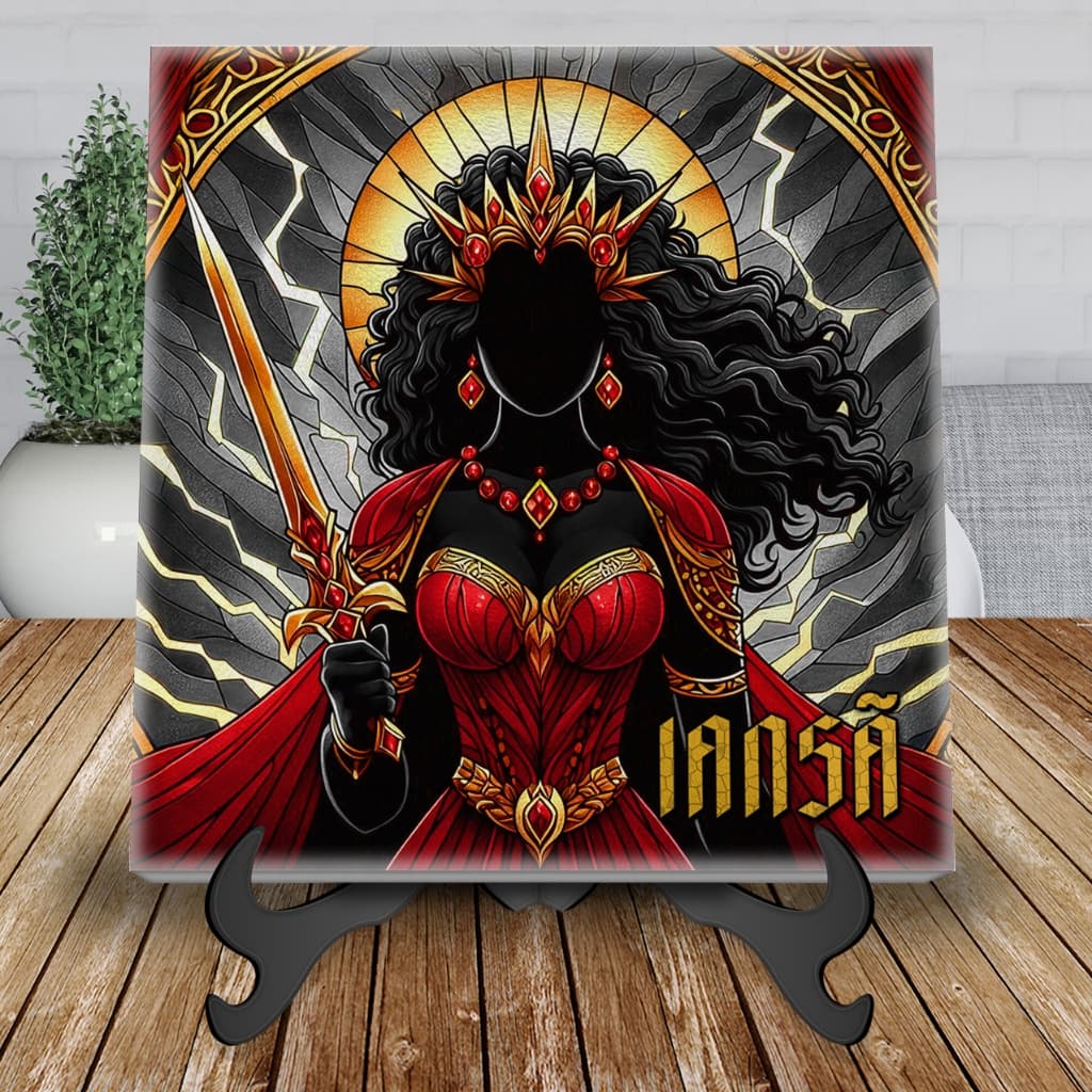 Azulejo Decorativo Iansã Orixas Vitral com suporte em MDF