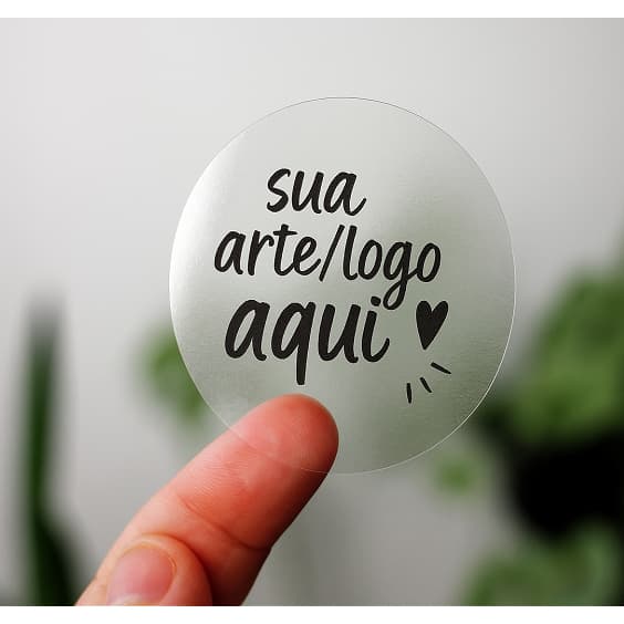 100 Adesivos Transparente 3x3cm Personalizados com Logo – À Prova D’Água
