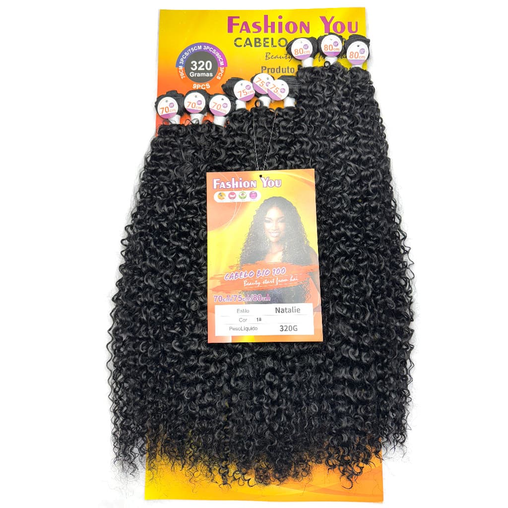 Cabelo Cacheado Orgânico Bio Fibra Similar Humano 320g 70cm 9 Telas sem brilho Fashion You Natalie