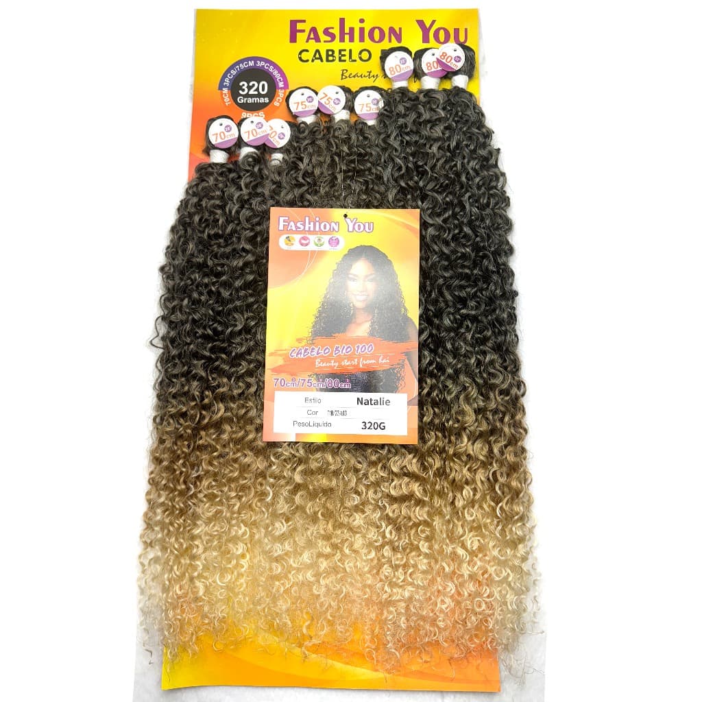 Cabelo Cacheado Orgânico Bio Fibra Similar Humano 320g 70cm 9 Telas sem brilho Fashion You Natalie