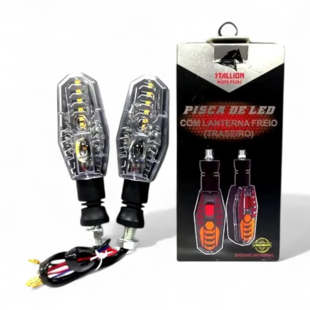 Par pisca led com farol milha traseiro vermelho Stallion