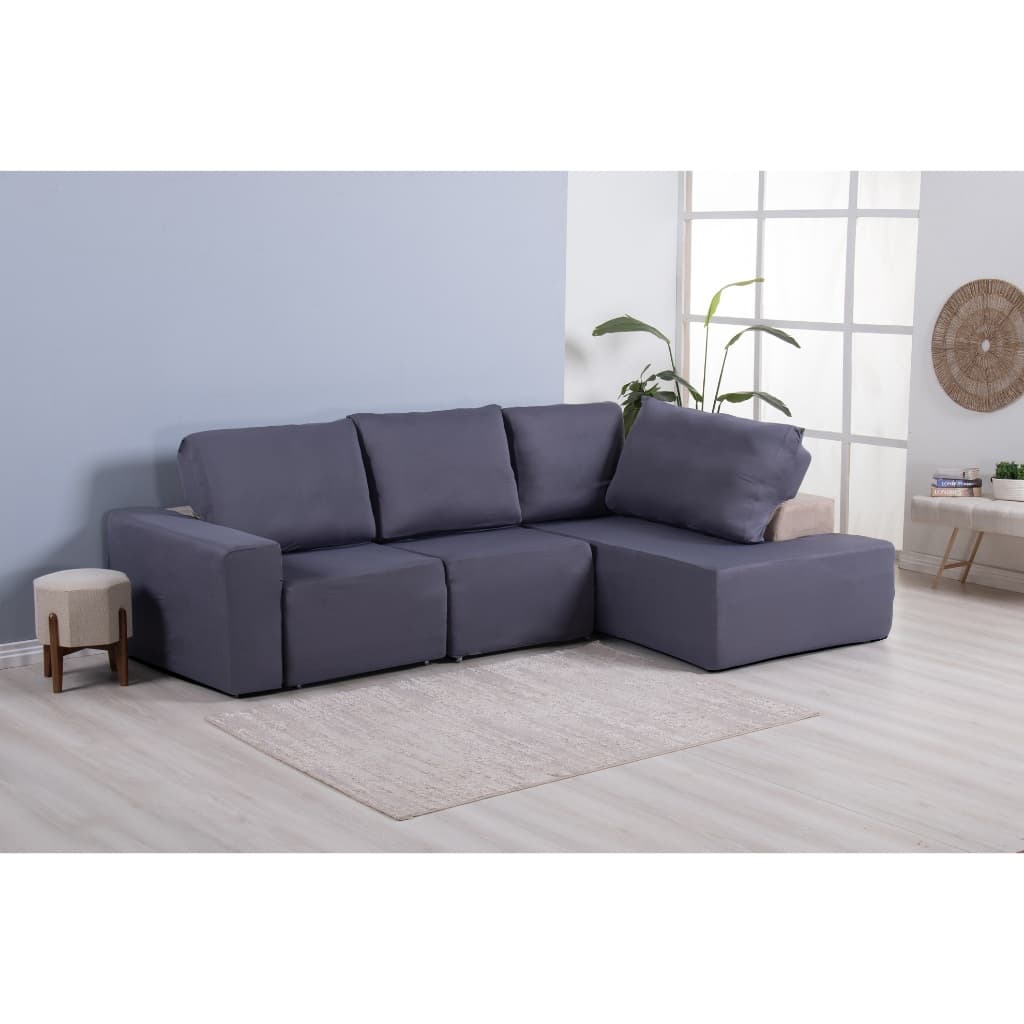 KIT CAPA DE SOFÁ RETRÁTIL DE 3 LUGARES MODELO CHAISE / SOFÁ DE CANTO 3 METROS DE LARGURA