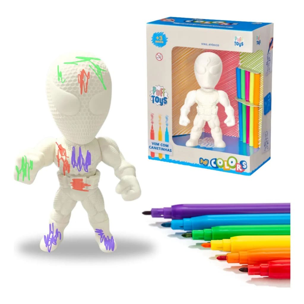 Boneco Para Colorir Homem Teia Aranha - Puff Toys