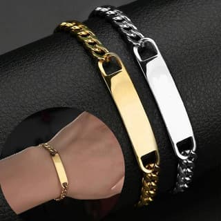 pulseira com para casal pulseira de aço inoxidável ajustável com corrente cubana para homens