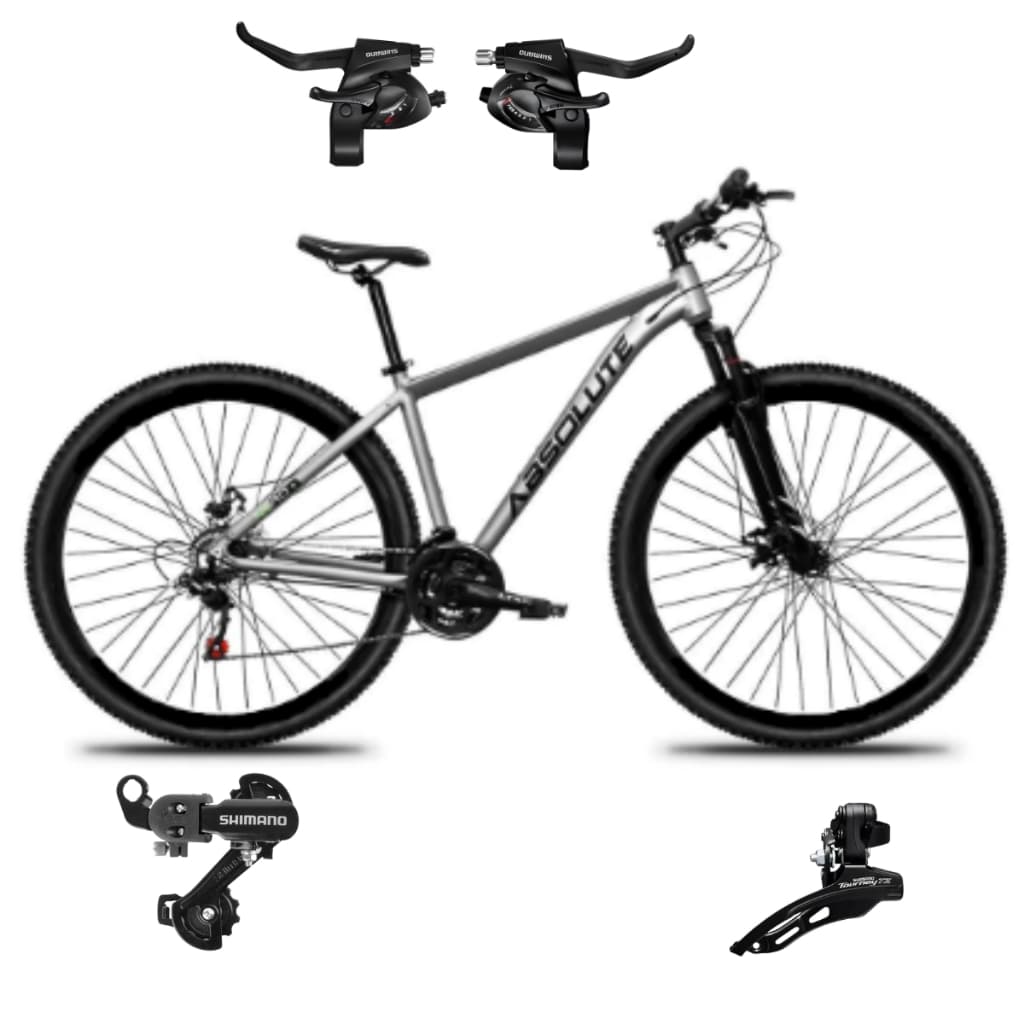 Bicicleta 29 Absolute Nero 5 Mtb Masculina Cambios e Trocadores Shimano 21v Suspensão Dianteira 80mm