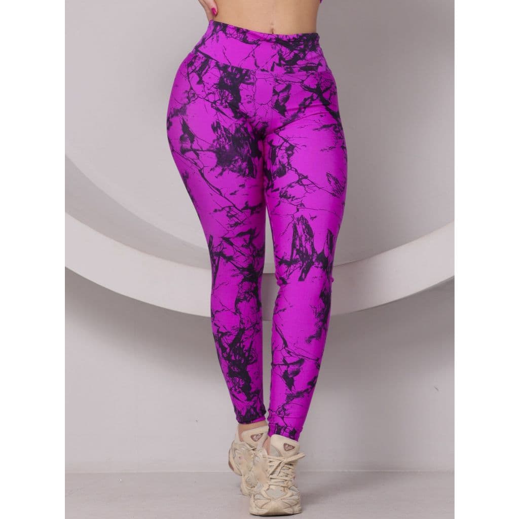 Calça Legging Feminina Tie Dye Mármore Marmorizada Tecido Suplex Premium Grosso Sem Transparência Academia Yoga Fitness