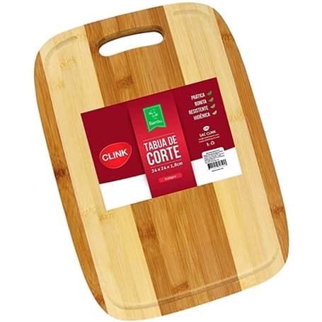 Tabua de Cortes em Bambu Para Carnes Legumes Frutas e Churrasco 34x24cm