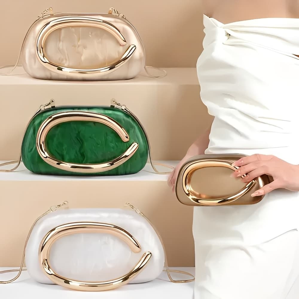 Bolsa Festa Clutch Formatura Acrílico Com Metal E Alca
