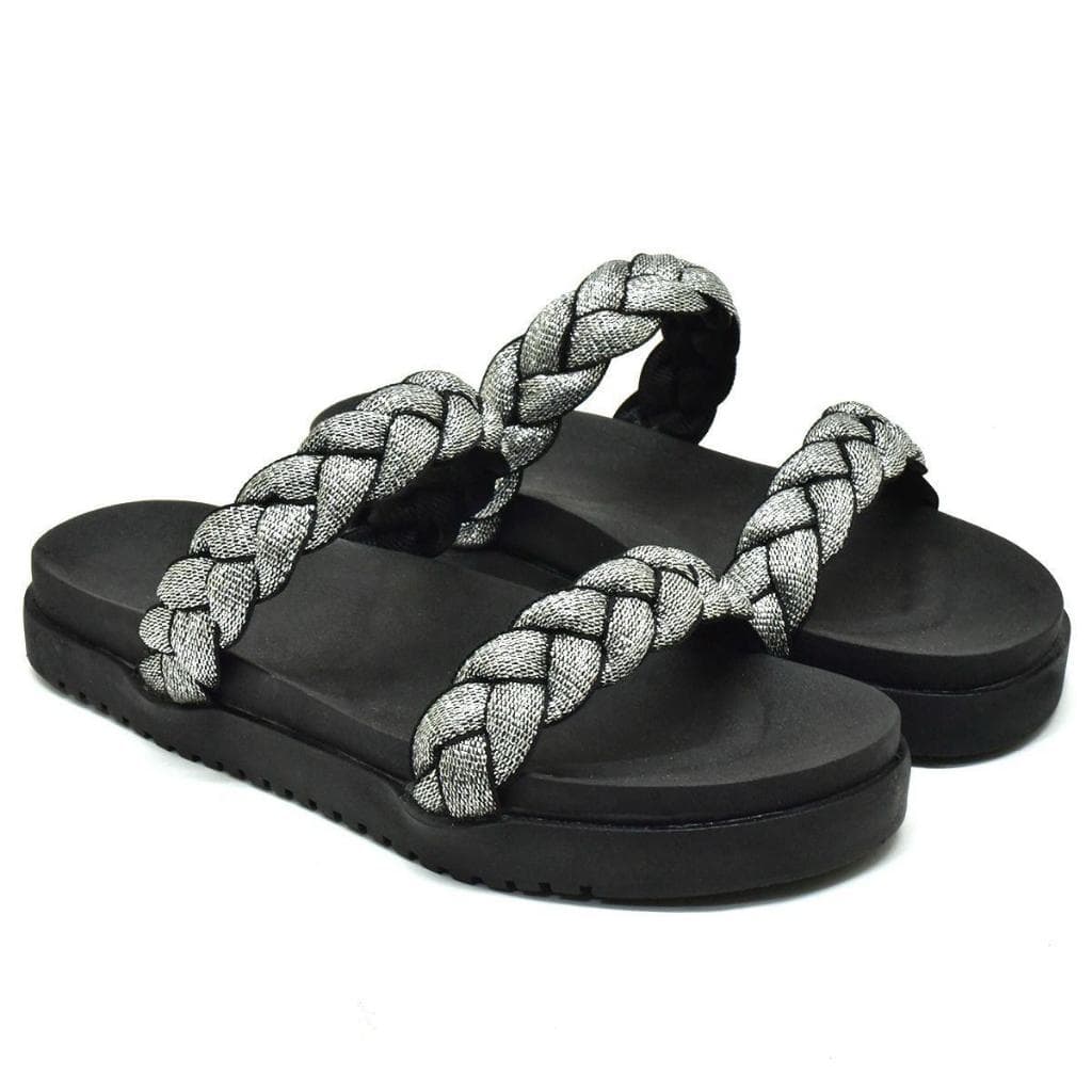 Papete Feminina Tiras Strass Sandália Blogueira Festa Birken