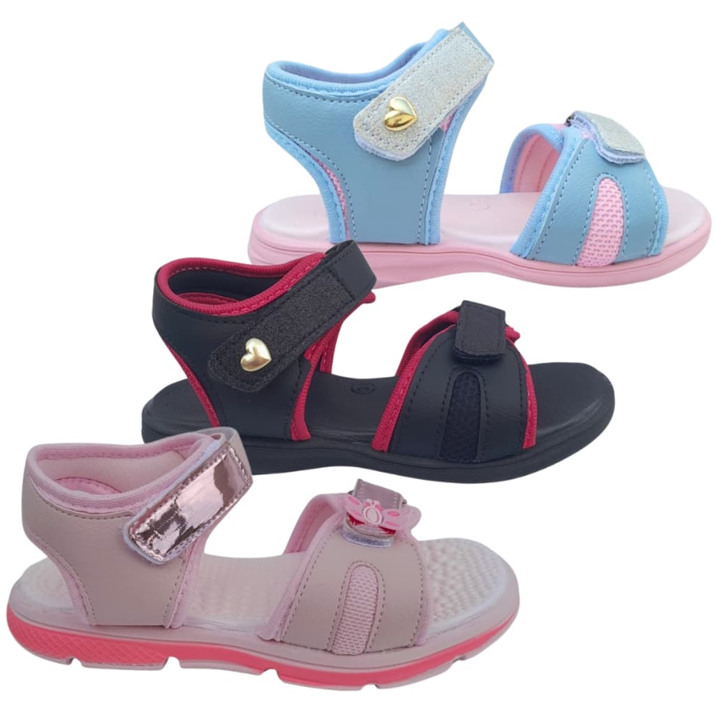 Kit 2 Pares Sandália Feminina Infantil Papete Menina Estilosa Lançamento Escolar Verão