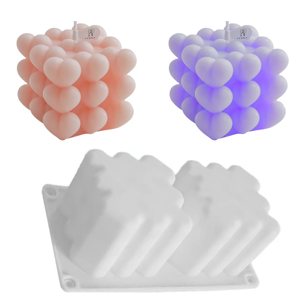 Forma Silicone para Velas de Corações Molde Silicone Duplo Coração Vela 3D Sabonete