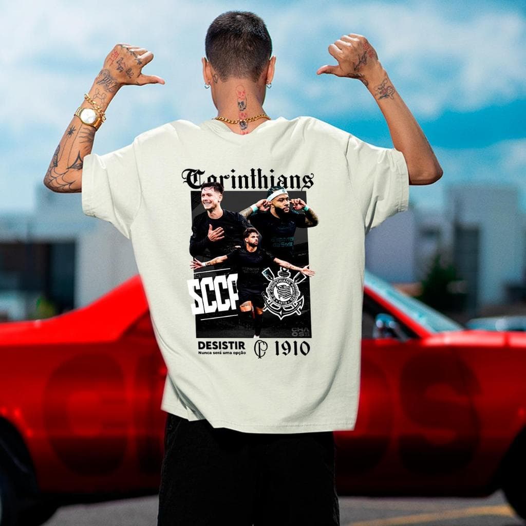 Camiseta Oversized Timão 1910 SCCP Estampada Unissex 100% Algodão Campeonato Paulista Futebol