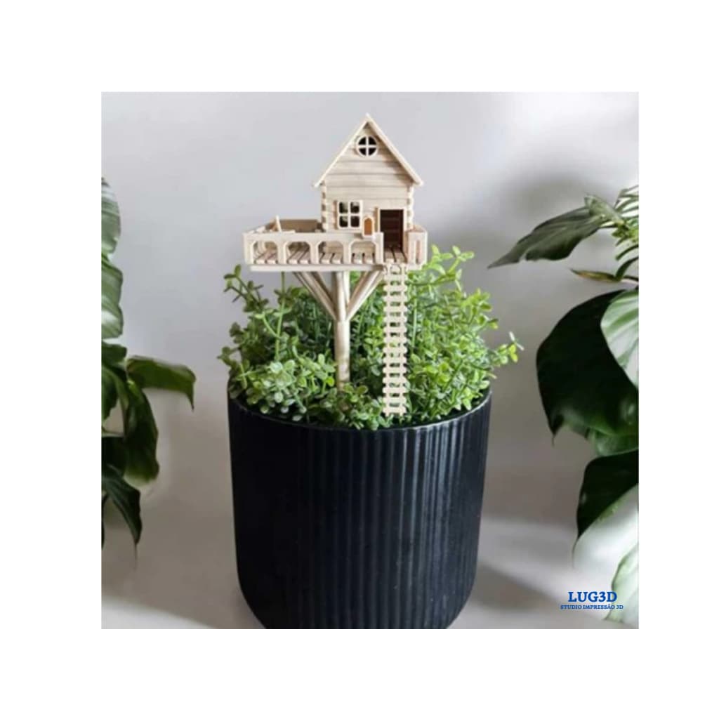Mini Casa na Árvore Decorativa – Ideal para Vasos, Jardins e Aquários