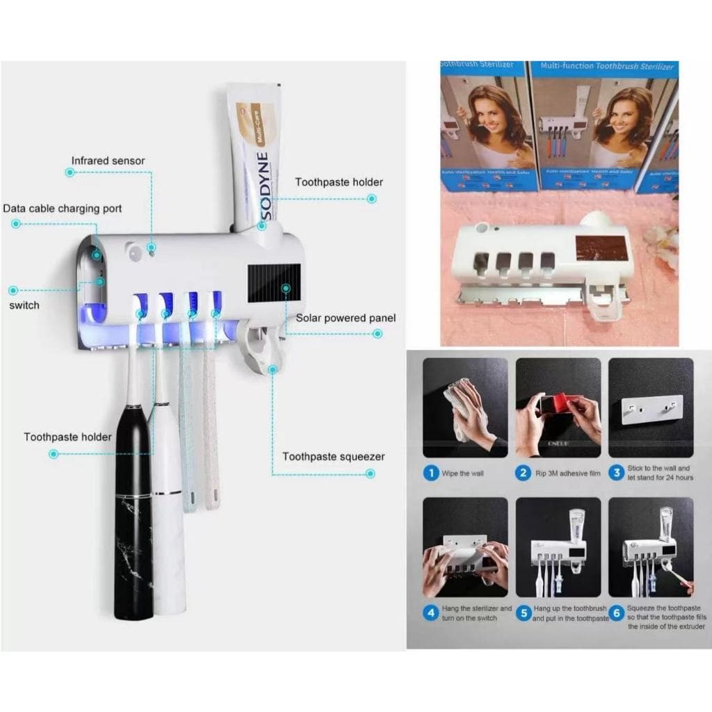 Suporte para escova de dentes com desinfecção UV, decoração antibacteriana para banheiro