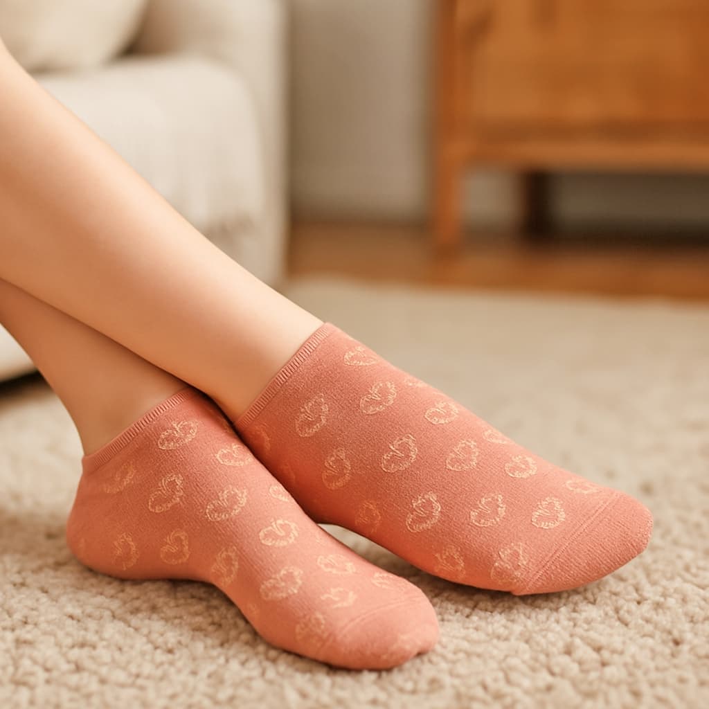 Pares de Meias Femininas Variadas Cano Curto Lindo Relevo de Coração 35-40