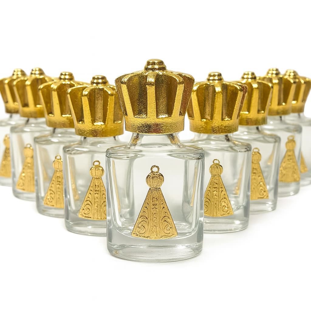 Kit 10 Porta Água Benta Nossa Senhora Aparecida De Vidro Lembrancinha Eucaristia Crisma Batizado