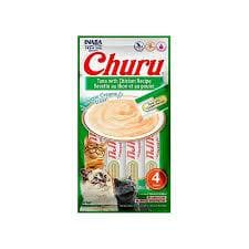 Petisco Para Gatos Churu Purê Patê Papinha Inaba Premium Sabor Atum e Galinha Com 4 Tubets de 14g