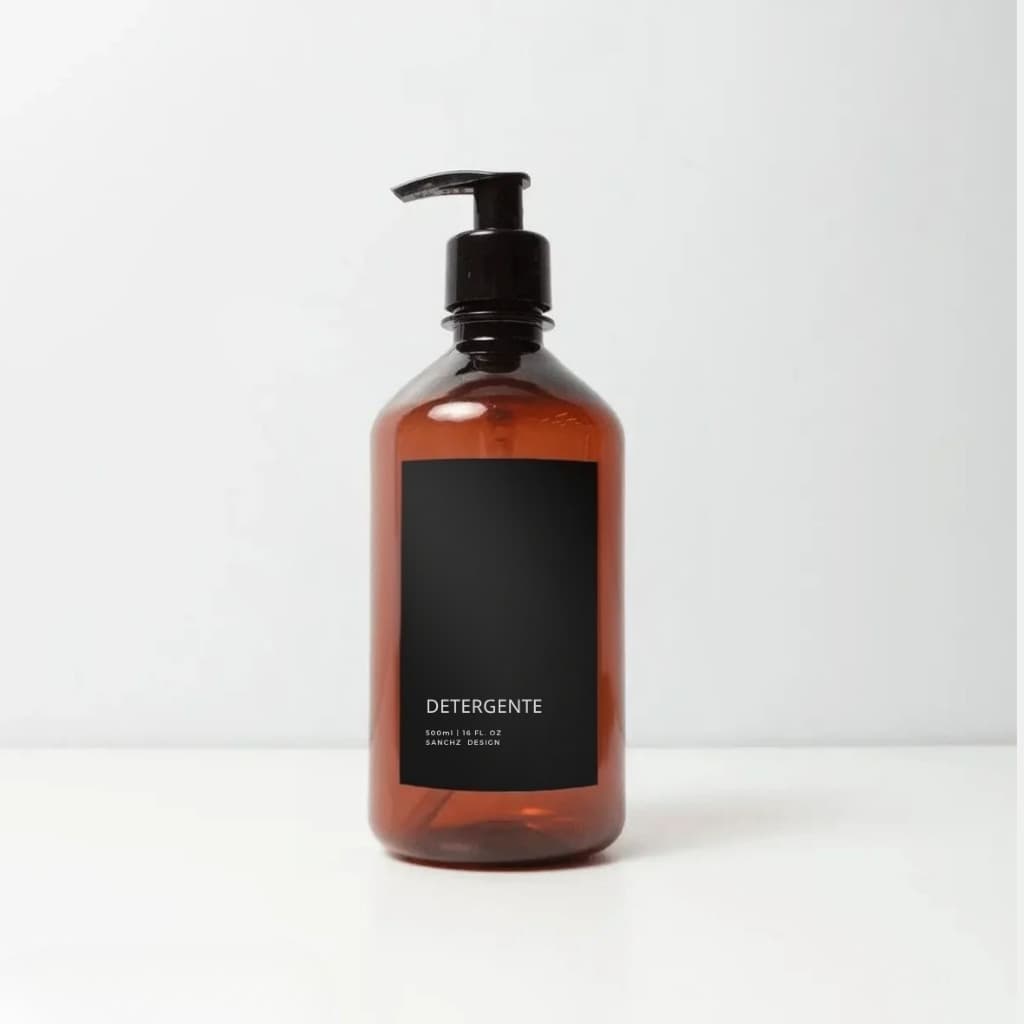 Frasco Âmbar Minimal Preto Detergente Sanchz design