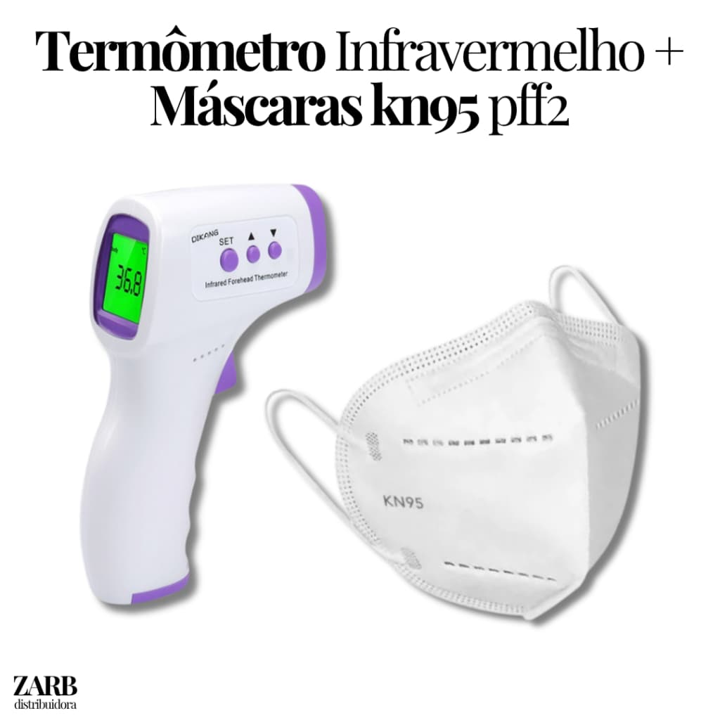 Termômetro Infravermelho + 100 Máscaras KN95 PFF2 | Segurança e Proteção no Dia a Dia