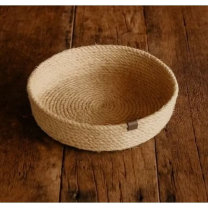Cesta redonda cachipot de sisal 20x6cm de pão fruteira organizadora decorativo