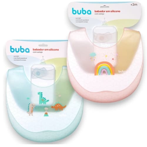 Babador Buba Magic Silicone + Estojo Bebê Introduçao Alimentar Criança Papinha Lanche Bebe Neném