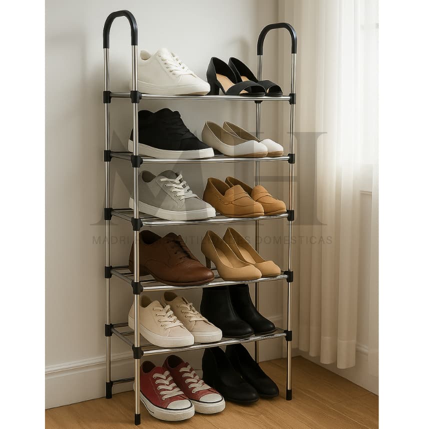 Sapateira Vertical 6 Prateleiras 18 Pares De Sapatos Calçados Aço Cromado Luxo Desmontável Premium
