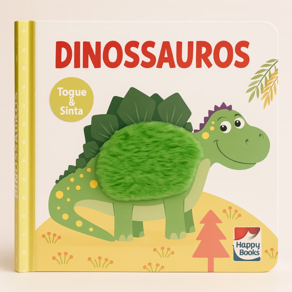 Livro Infantil Animais Fofuchos Toque e Sinta Dinossauros
