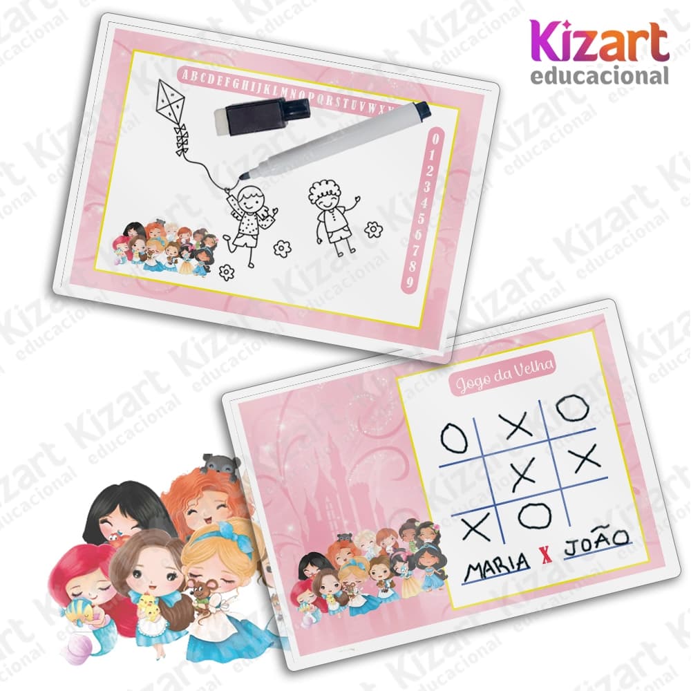 Lousa Mágica + Caneta Com Apagador Lembrancinha Festa Infantil Tema Princesas Baby