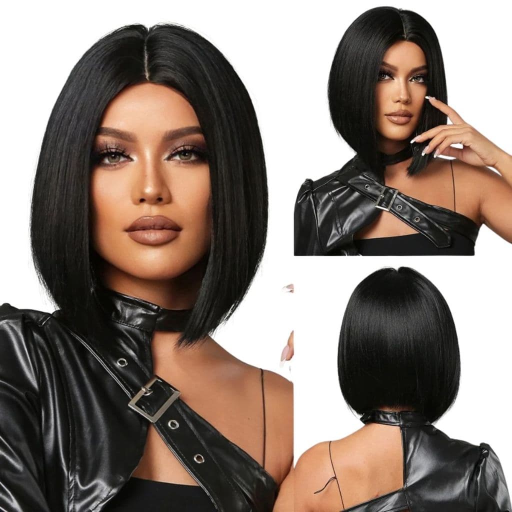 Peruca Lace Wig Curta Lisa Sem Franja fibra Orgânica Aspecto Natural