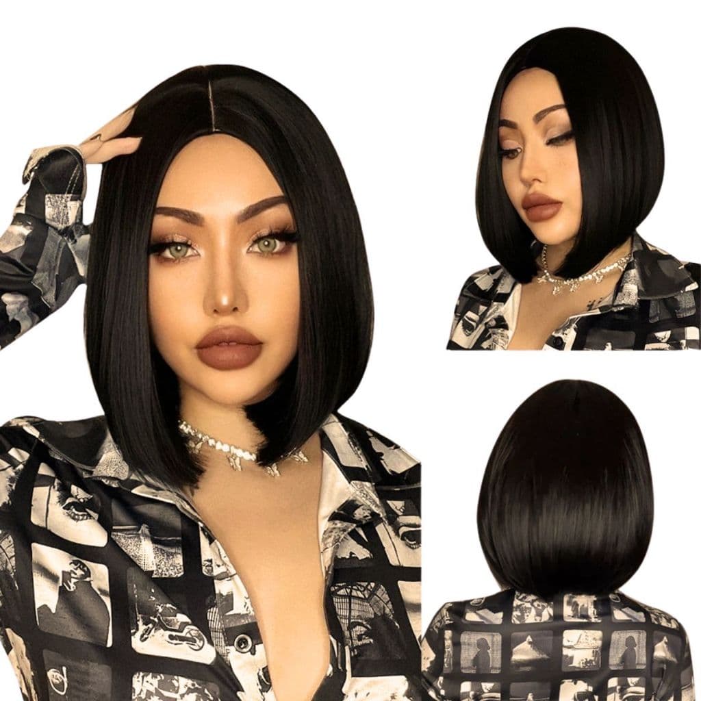 Peruca Lace Wig Curta Fibra Orgânica Sem Franja Premium
