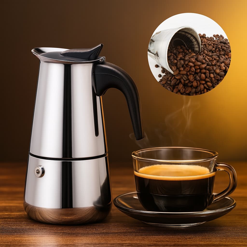 Cafeteira Máquina de Café Italiana Inox Serve 6 Xícaras Resistente Uso Diário 300ml