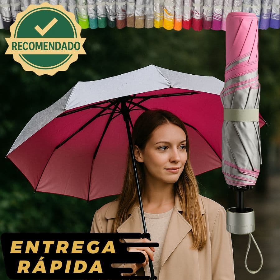 Guarda Chuva Dupla Face Reforçado Contra Raios UV Dobrável Compacto Manual Portátil Secagem Rápida