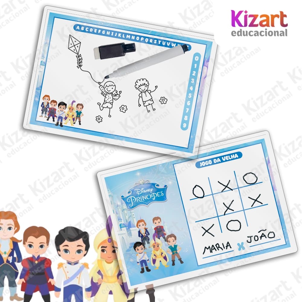 Lousa Mágica + Caneta Com Apagador Lembrancinha Festa Infantil Tema Principes baby
