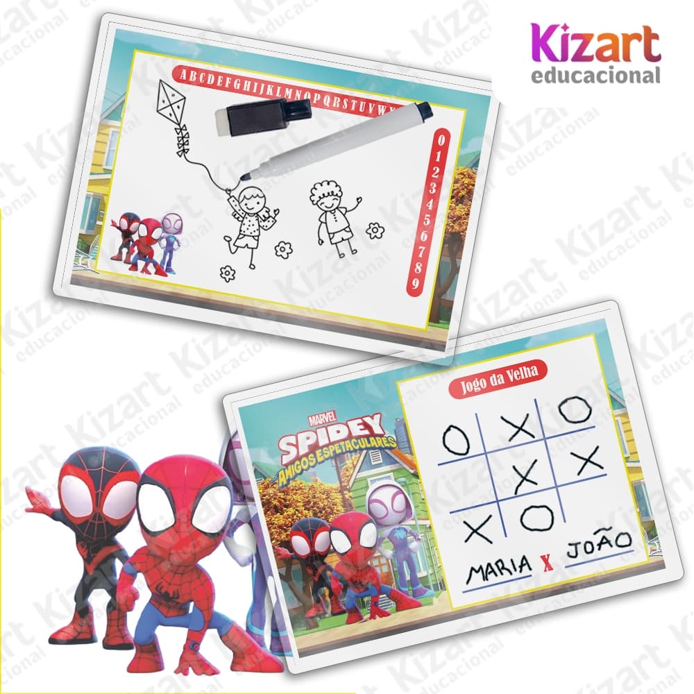 Lousa Mágica + Caneta Com Apagador Lembrancinha Festa Infantil Tema Spidey Amigos Espetaculares