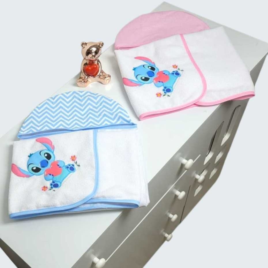 Toalha de Banho do Bebê Stitch Felpuda e Atoalhada com Capuz e Forração