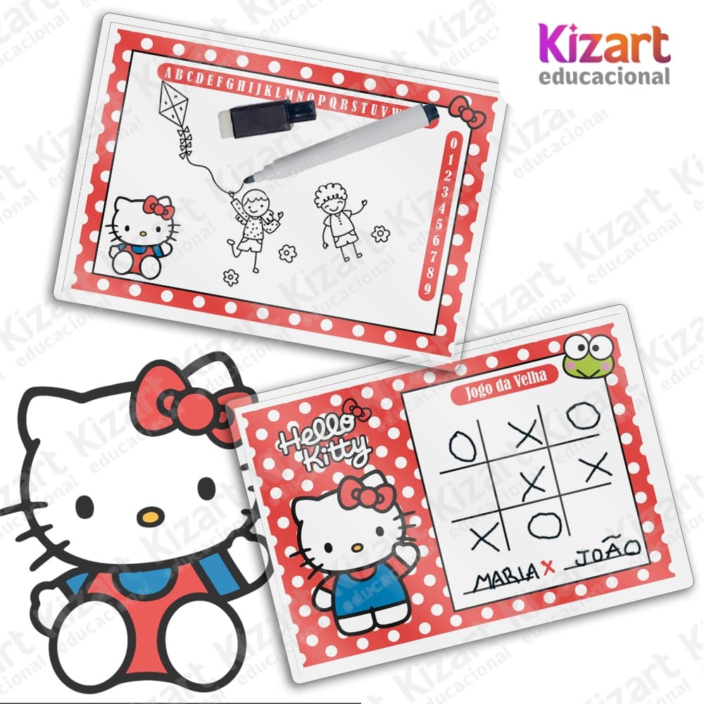 Lousa Mágica + Caneta Com Apagador Lembrancinha Festa Infantil Tema Hello Kitty
